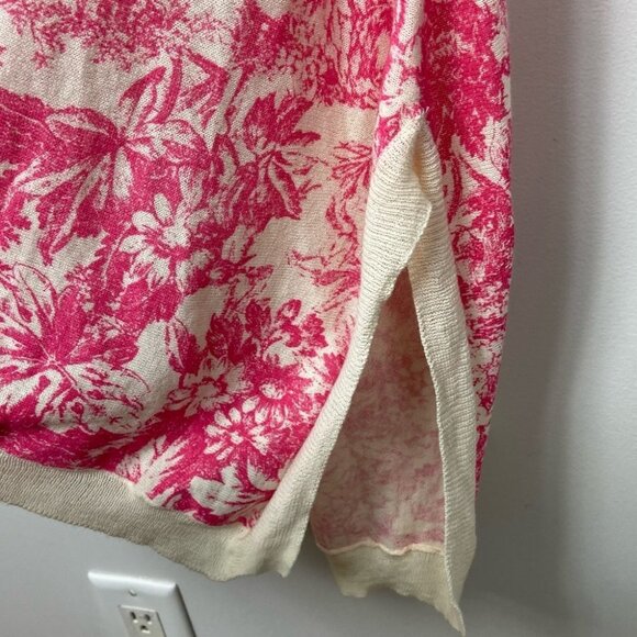 ANTHROPOLOGIE Pink Floral Duster Cardigan Festival Knit Sweater Size Small Boho - Picture 10 of 11